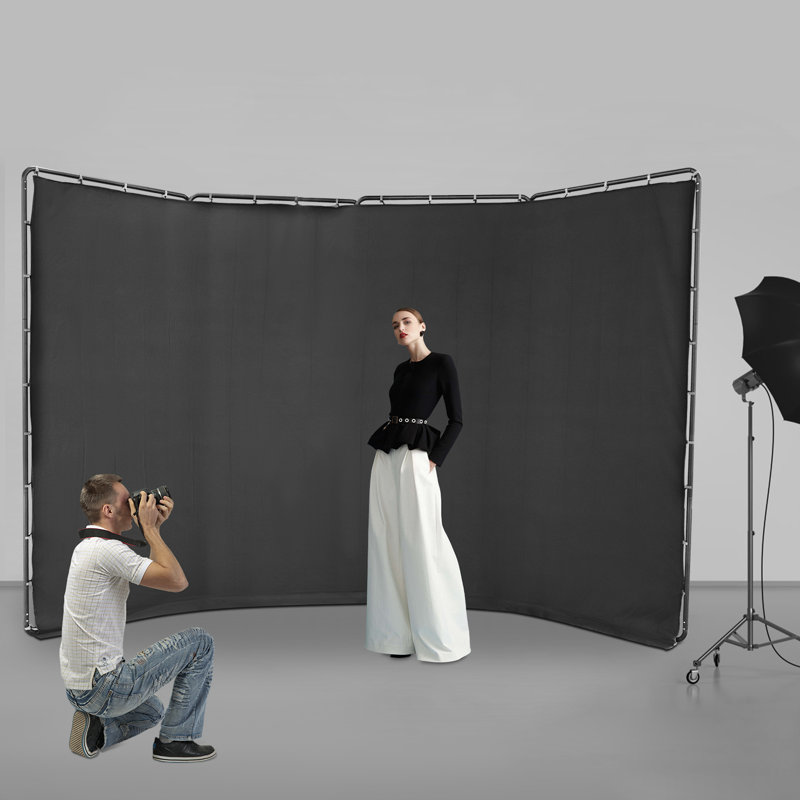 Support de photographie avec toile de fond noire (H 94,49 po x l 157,48 po)