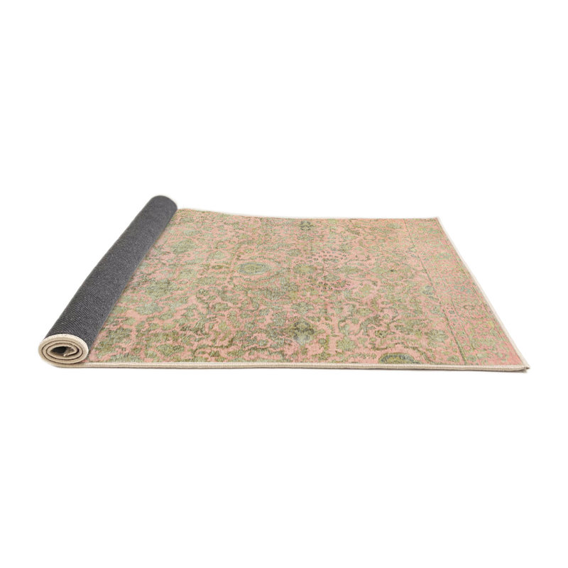 Tapis contemporain vert / beige / brun, Rectangle 7 pi x 9 pi