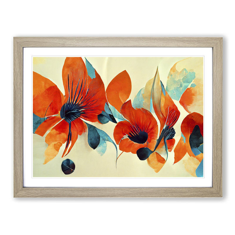 Flowers - Framed Print, 25cm H x 34cm W, Oak Framed