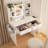 49.2"H Modern White Makeup Vanity Dressing Table With LED Lighted Mirror, Open Shelves, 2 Drawers, Hair Dryer Stand & Storage Bag