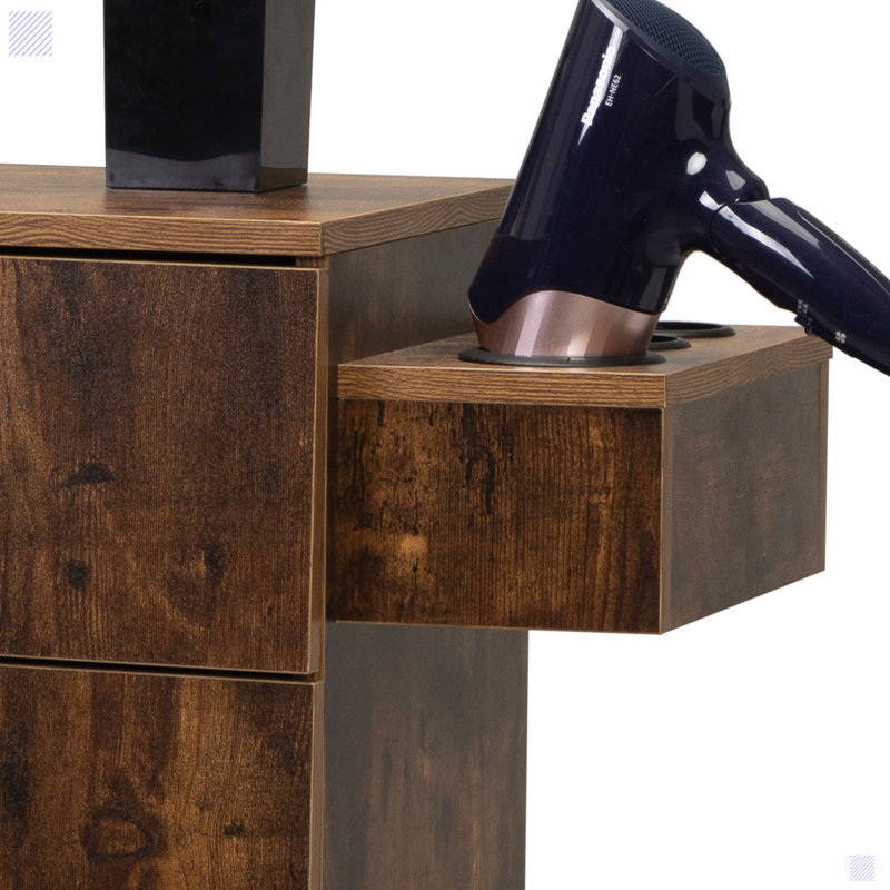 Brown MDF Lockable Salon Storage Cabinet with Drawers and Tool Holders