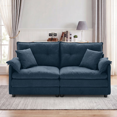 Loveseat Sofa with Deep Seat Cloud Couch with 2 Pillows,Chenille 2-Seater Sofa Small Couch for Living Room,Assembly Required
