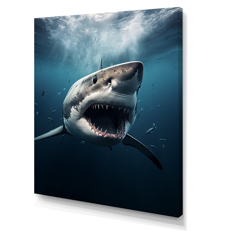 Requin bleu apex photo sur toile, H 44 po x l 34 po x P 1,5 po, Toile tendue