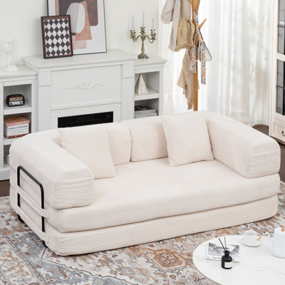 Convertible 4-in-1 Sleeper Sofa Bed With Removable Armrests