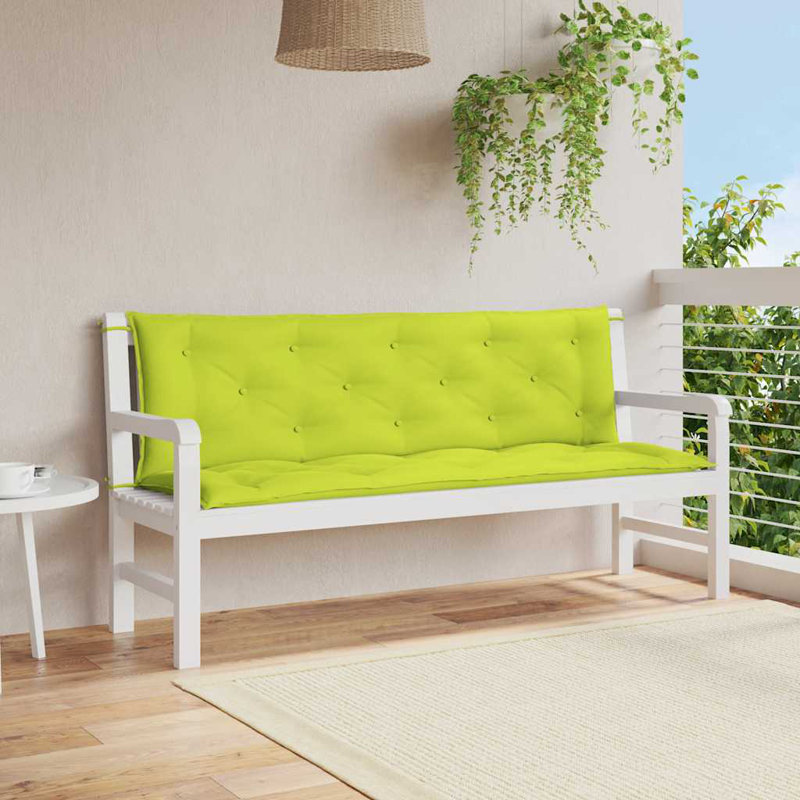 Garden Bench Cushion Set of 2 Bright Green Outdoor Patio Seating Cushions, 19.7" H x 59.1" W x 1.1" D, Fabric - Bright Green