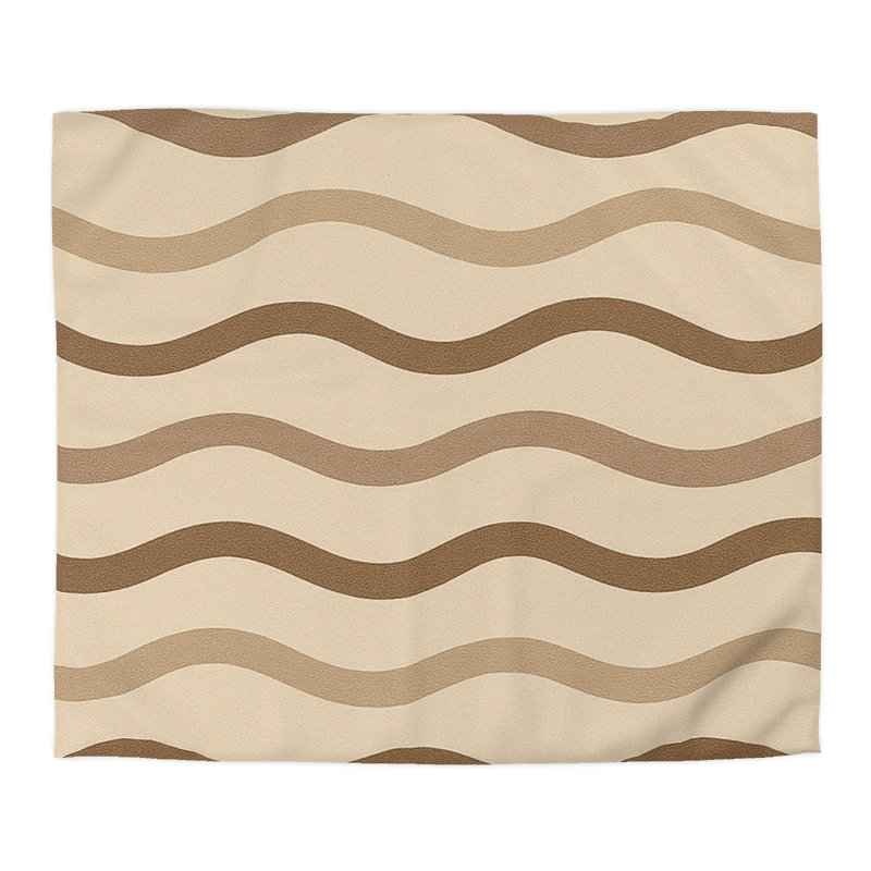 Microfiber Duvet Cover Boho Style, Design 29, King Duvet Cover, Brown/Beige/White