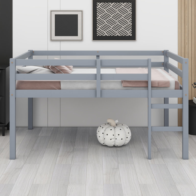 Lit mezzanine en bois avec échelle, Gris
