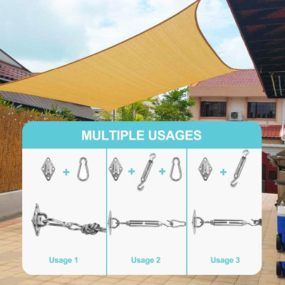 Sun Shade Sail Hardware Kit – Heavy-duty Stainless Steel Mounting Attachment Set For Triangle, Rectangle & Square Shade Sails, Garden, Patio, Pergola & Outdoor Canopy Installation