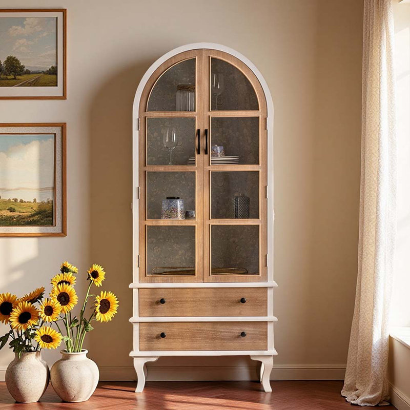 Vitrine de style champêtre français, Blanc, bois