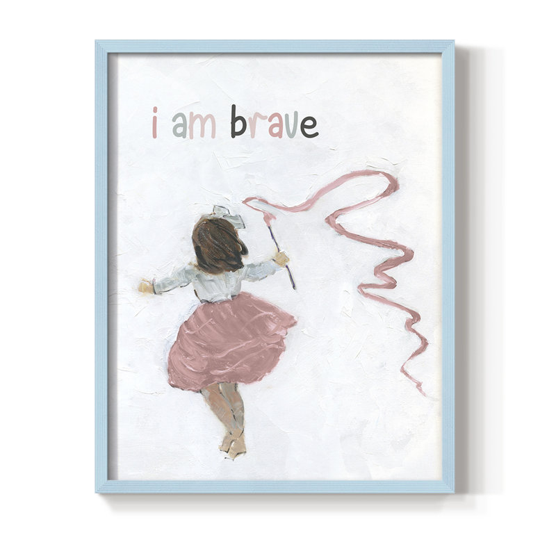 Girl Catching Wind Framed Print - Solid Wood, Blue, 21" H x 17" W