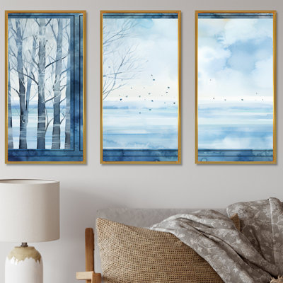 «White and Blue Winter Forest Collage VII - Winter Landscape», art mural