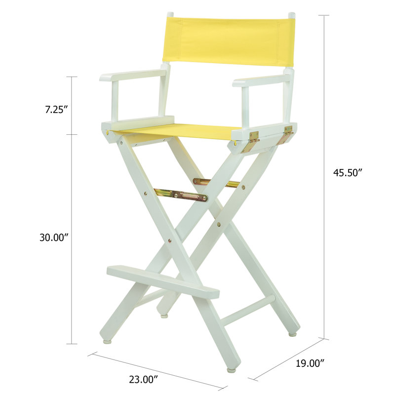 30" Folding Director Chair with Canvas, Yellow, White