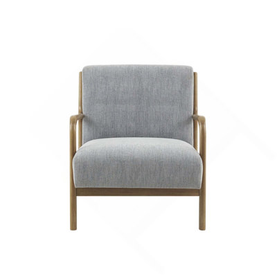 Mid-Century Modern Solid Wood Frame Textured Upholstery Accent Arm Chairs