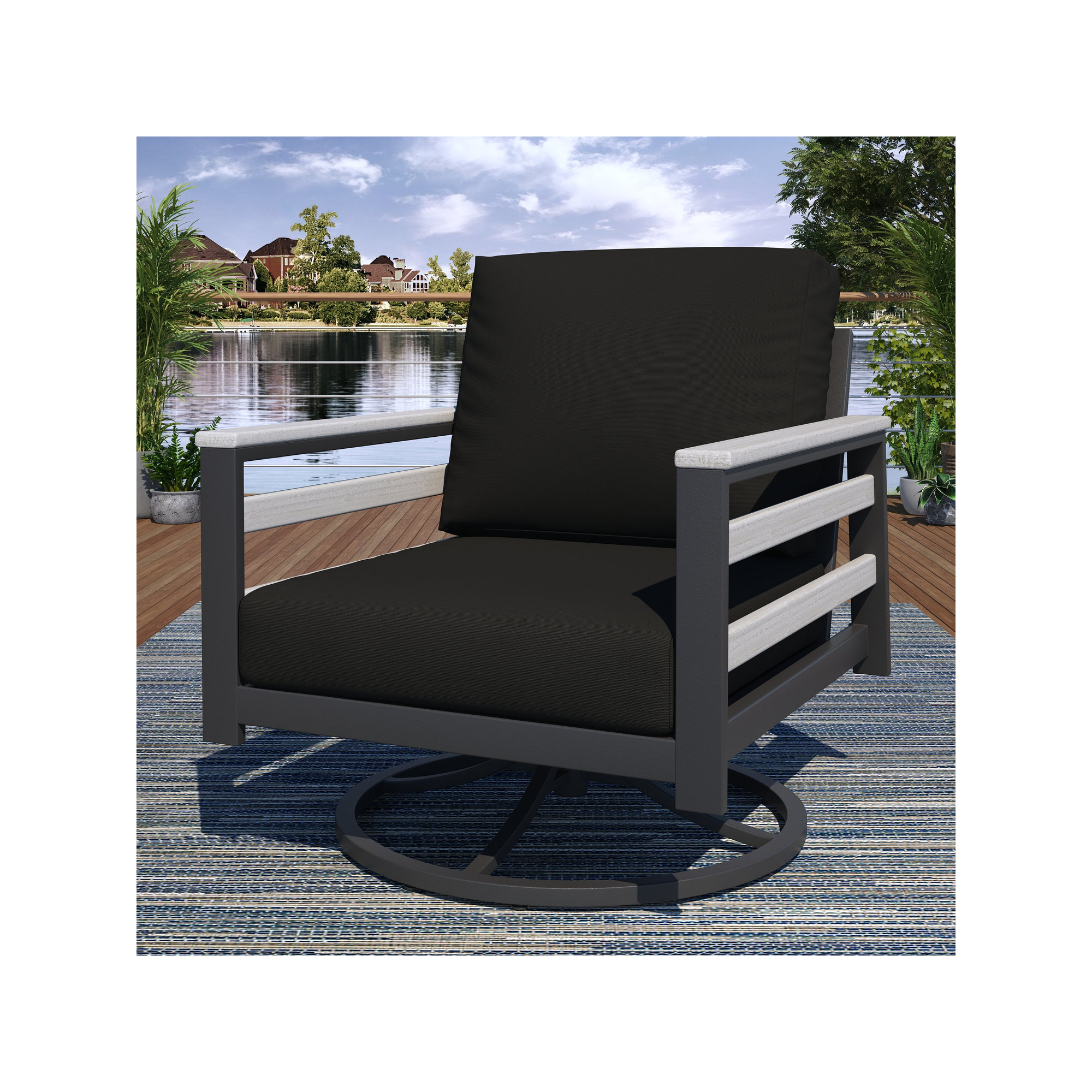Townsend 7 - Person Patio Conversation Set with Sunbrella® Cushions, Canvas Black Sunbrella® Canvas