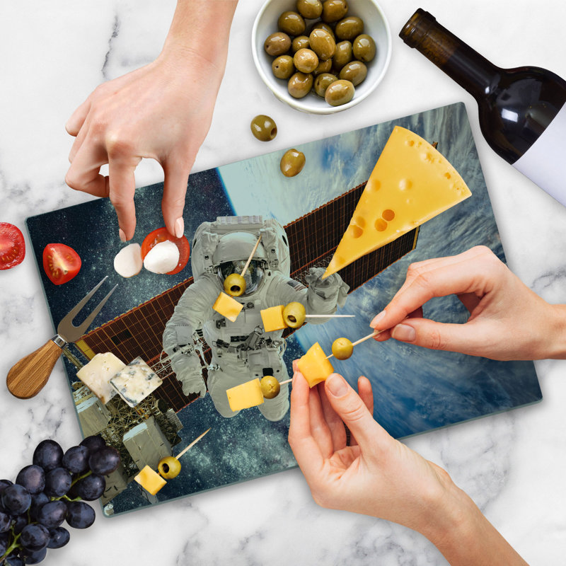 Ambesonne Outer Space Cutting Board Large Size Gravity Astronaut Multicolor