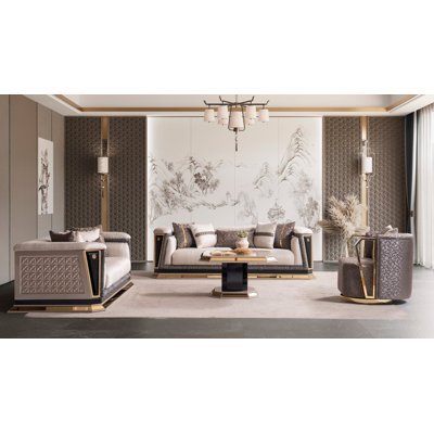 Diamond Beige Premium Luxury Living Room Set