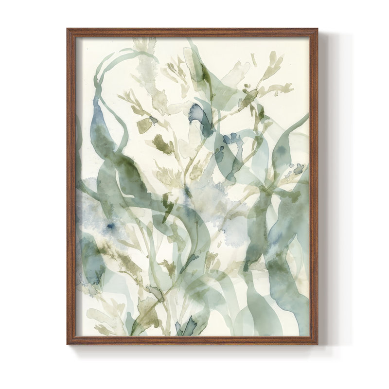 Underwater Botany II, reproduction encadrée - bois massif, H 15 po x l 12 po, Noyer