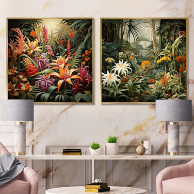 Ensemble de 2 décorations murales vintage Jungle Plants I - Jungle