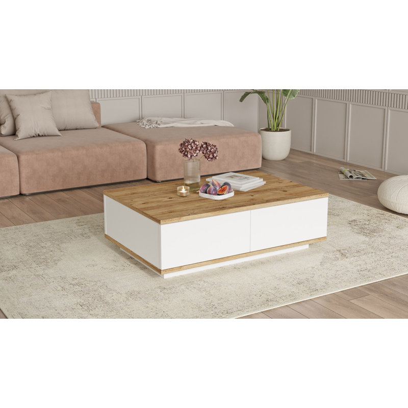 Table basse, Blanc / pin Atlantique