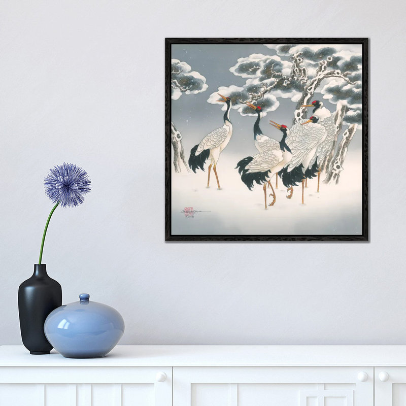 Waiting In The Snow - Painting on Canvas, Black Framed, 45.72 cm H x 45.72 cm W