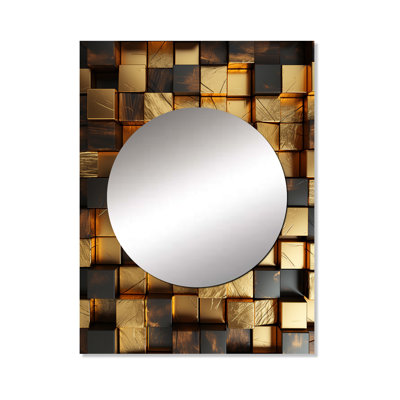 Gold Abstract Cubes I - Geometric Mirror Wall Decor MTMIR137080