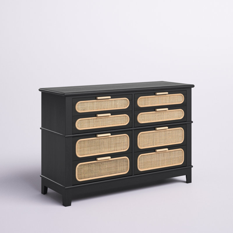 Commode double 8 tiroirs Jolene, Noir