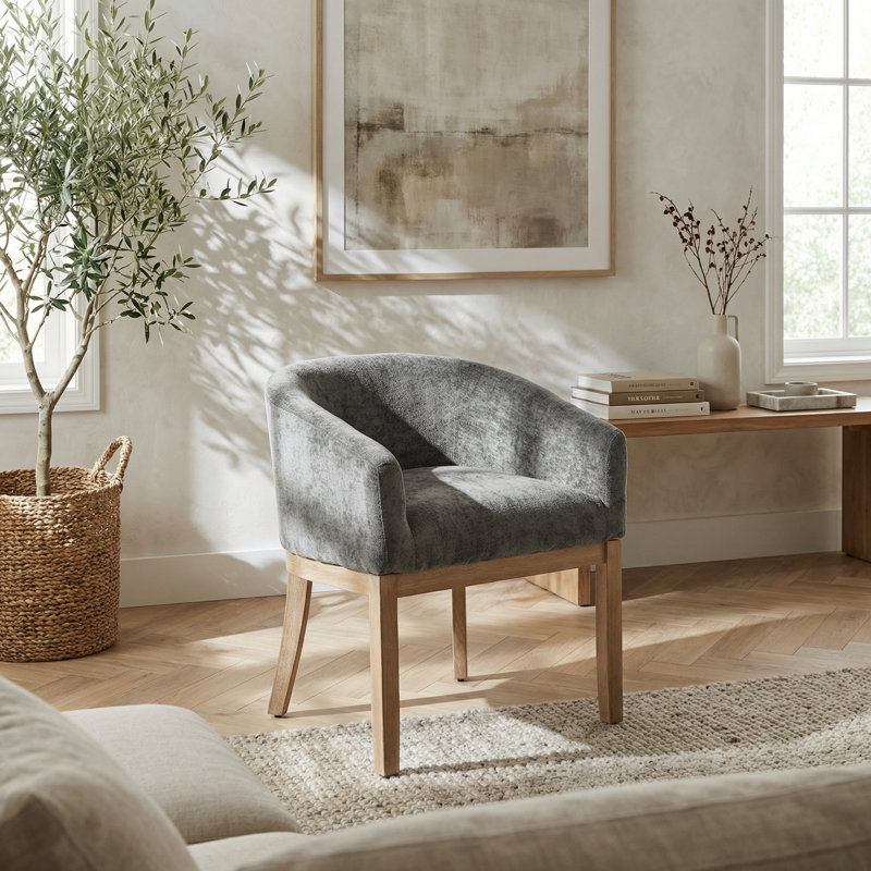 Chaise de salle à manger demi-tonneau Mid-Century