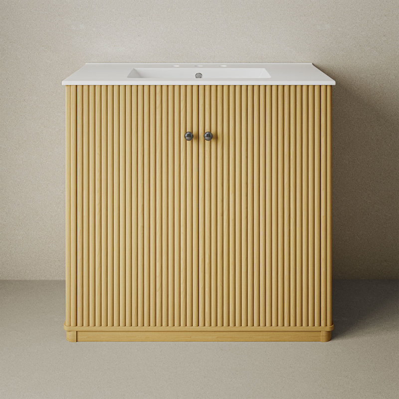 Meuble-lavabo autoportant de 36 po avec comptoir à 3 trous Lafayette, Brun