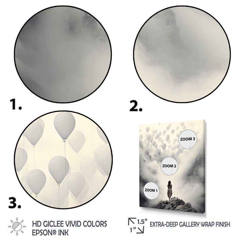 «Gray Sky Is The Limit Motivational Landscape II - Motivation», art mural, Toile tendue, H 32 po x l 16 po
