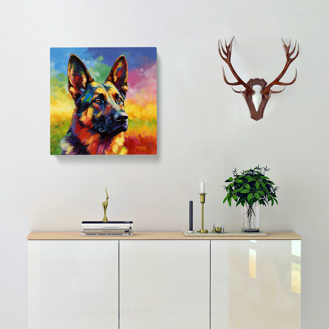 German Shepherd Colour Field Painting No.2 - Wrapped Canvas