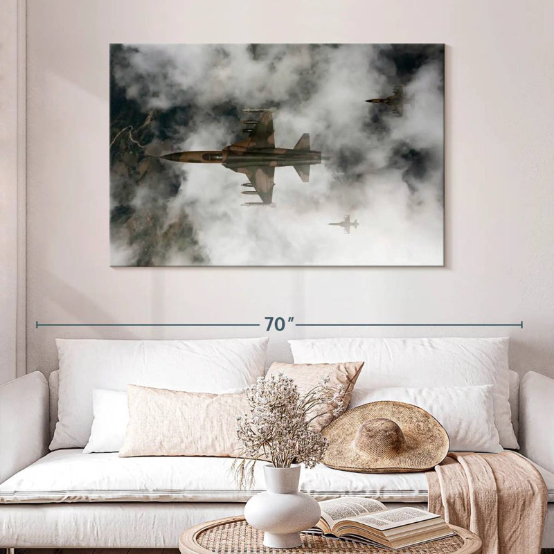 Mait Cloudy Fighter Jets, 32" H x 48" W