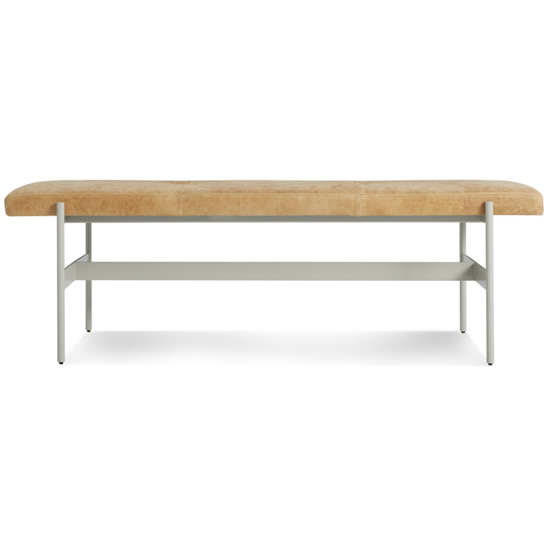 Daybench Leather Dining Bench, Putty, Camel Genuine Leather, 17" H x 55" W x 14" D
