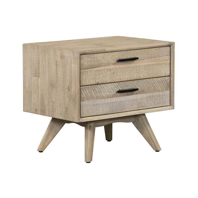 Table de chevet 2 tiroirs Acacia
