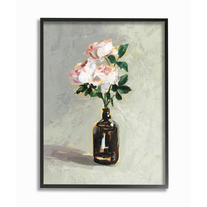 «Flower Jar Paint», impression sur toile, Giclée encadrée noir minuit, H 20 po x l 16 po