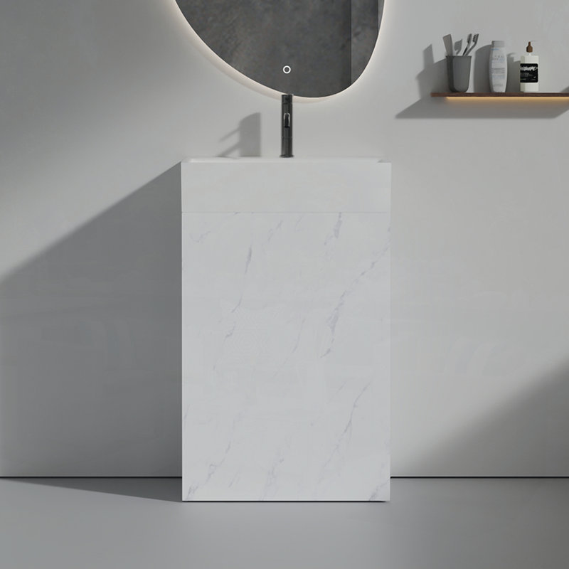 Meuble-lavabo de 20 po avec lavabo, Marbre blanc