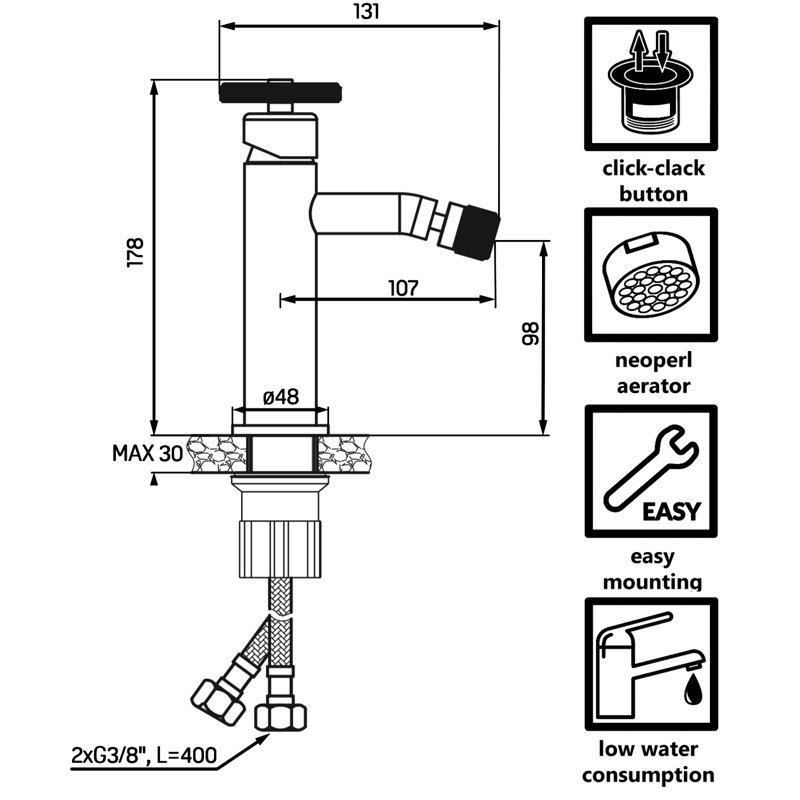 Standing Faucet Vertical Bidet Tap