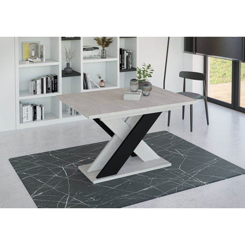 Extendable Dining Table Alysan, Light Grey/Black