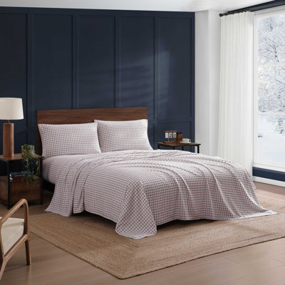 Tommy Hilfiger Tompkins Windowpane Blue Cotton Flannel Sheet Set