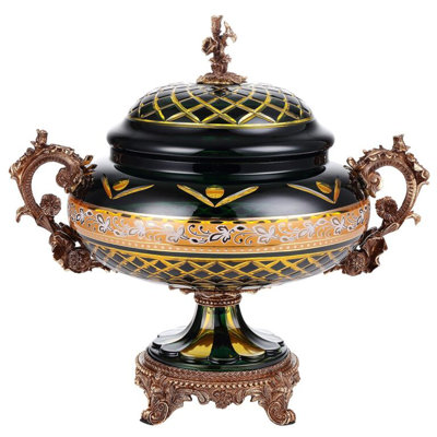 Bronze Black Diamond Crystal Glass Decorative Sculpture French Style Accent