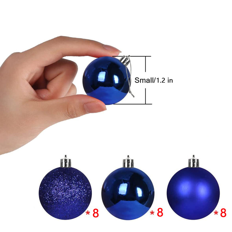 Ensemble 24 pièces d'ornement boule de Noël, Bleu
