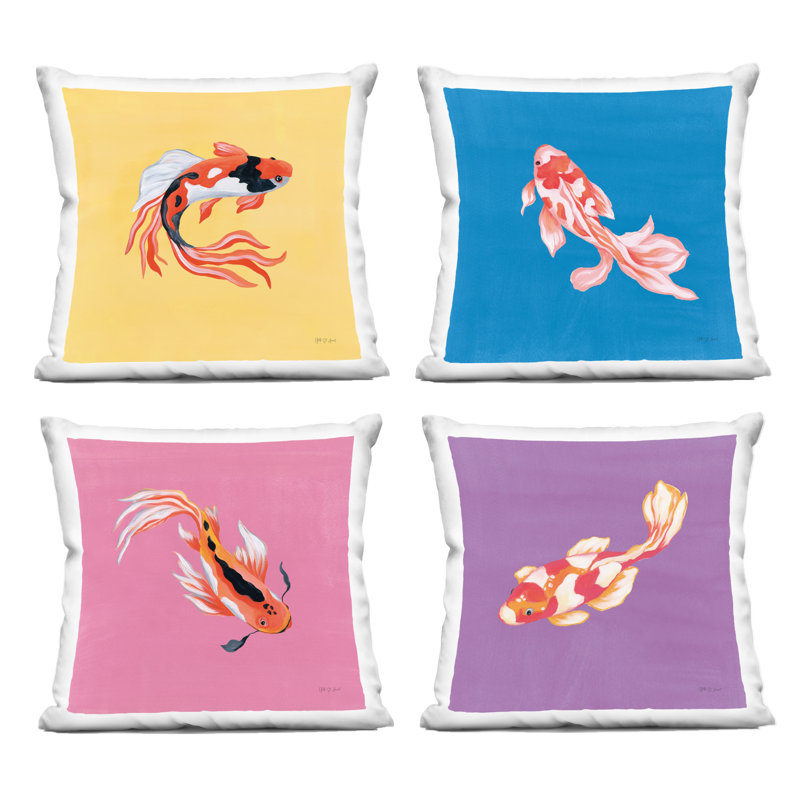 Ensemble de coussins décoratifs 4 pièces Vibrant Colorful Koi