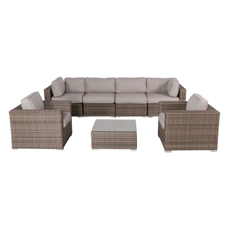Fully Assembled 6-Seater Patio Wicker Sofa Set With Coffee Table