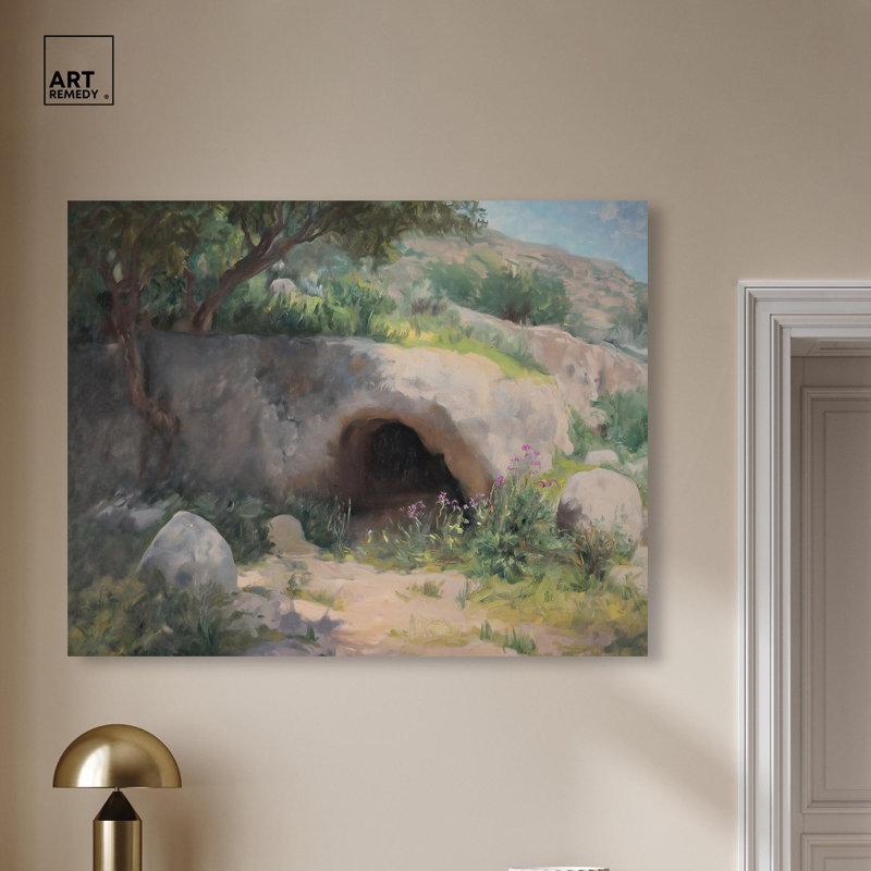 «Cave of Secrets», peintures de paysage par Art Remedy, H 24 po x l 30 po, Toile tendue avec châssis