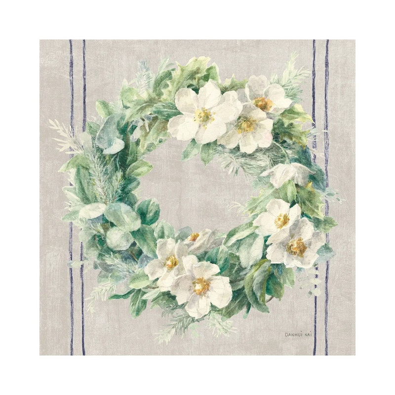 Floursack Holiday Wreath by Danhui Nai - Wrapped Canvas Gallery-Wrapped Canvas Giclée, 45.72 cm H x 45.72 cm W x 1.91 cm D