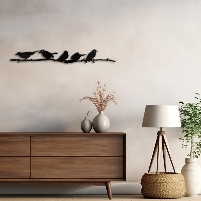Wall Decor Metal, 6" H x 36" W x 0.05" D, Black