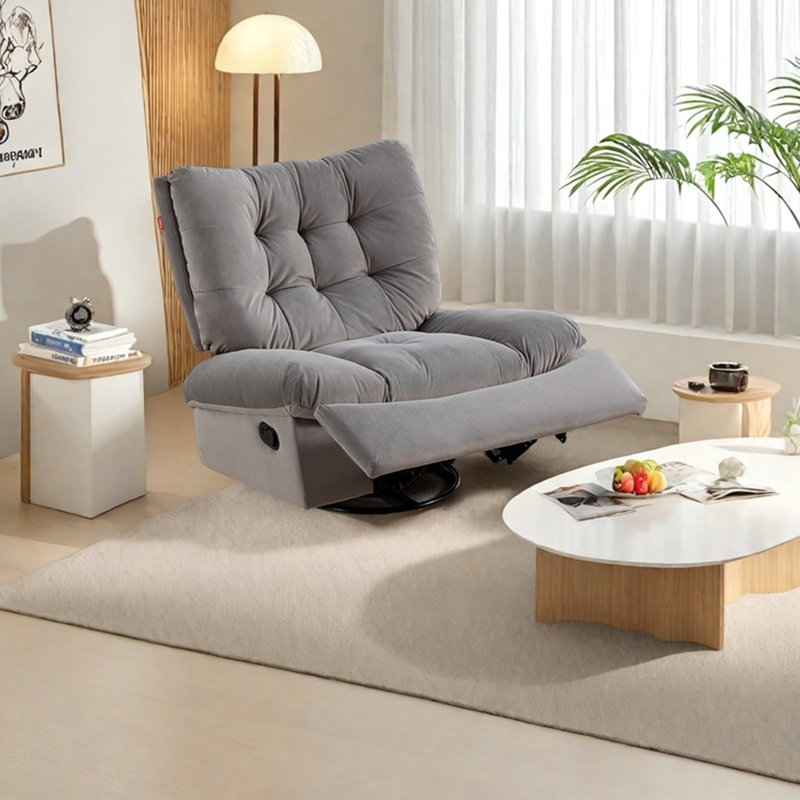 Fauteuil inclinable capitonné dans un style luxueux léger, Mélange de polyester gris