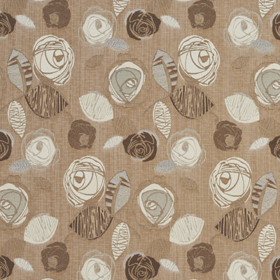 Tissu tweed feuilles et roses