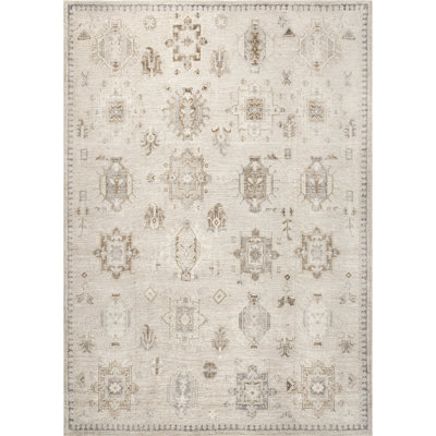 Beige Ivory Machine Washable Oriental Rug