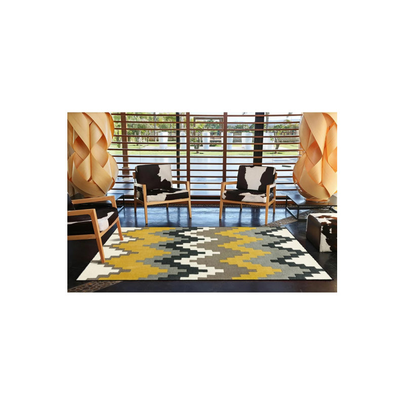 Tapis décoratif à motif géométrique de couleurs mélangées, Rectangle 4 pi 8 po x 6 pi 7 po