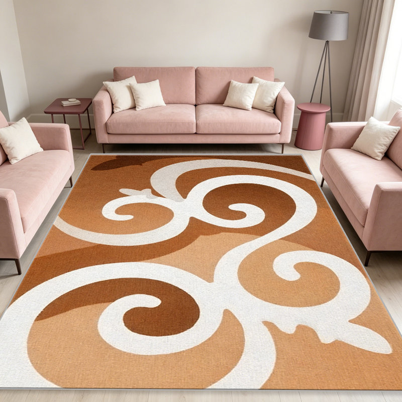 Rust Swirl area rugs for Living Room, Soft and Comfortable, Suitable for all seasons, easy to maintain, machine washable Indoor floor mat, Under Table Farmhouse suitable for Bedroom, Dining Room, Study, Patio, Balcony, Home Decor